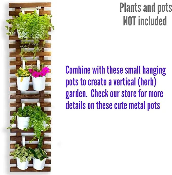 ShopLaLa Wall Planter for Climbing Plants Outdoor - Wooden Hanging Living Vertical Garden Outdoor Indoor Plant Stand Large Tall Long Ladder Vinyl Plant Hanger for Hanging Flower Pots 59" (150cm) by GreenHaven Gardens