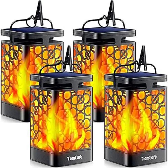 TomCare Solar Lights Upgraded Solar Lantern Flickering Flame Outdoor Hanging Lantern Decorative Lighting Solar Powered Waterproof LED Flame Umbrella Lights for Patio Garden Deck Yard, 4 Pack by GreenHaven Gardens