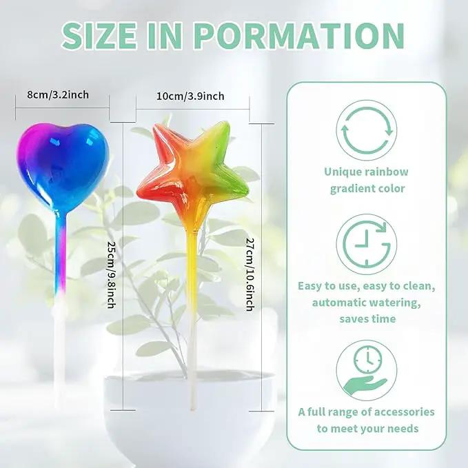 Glass Plant Watering Globes, Flower Watering Globes Self Watering Star Plant Watering Pot, Automatic Multicolored Glass Watering Spray for Everyday Use,3 Pack (A) by GreenHaven Gardens