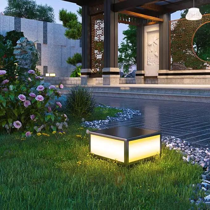 Pillar Lamp Post Light, Tempered Glass Shade，Fence Deck Cap Light Lantern Column Lamp for Flat Surface Patio Garden Decoration with IP55 Waterproof E26 LED Bulb (Electric Powered) by GreenHaven Gardens