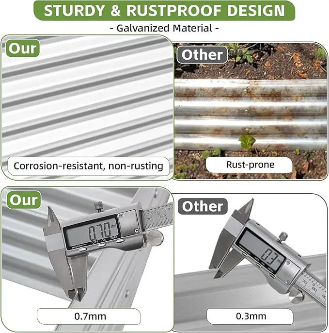 4x2x2ft Raised Garden Bed - Galvanized Deep Root Planter Boxes Outdoor with Wing Nuts and Safety Edges for Gardening Vegetables, Flowers, Herbs, Succulents - Silver by GreenHaven Gardens