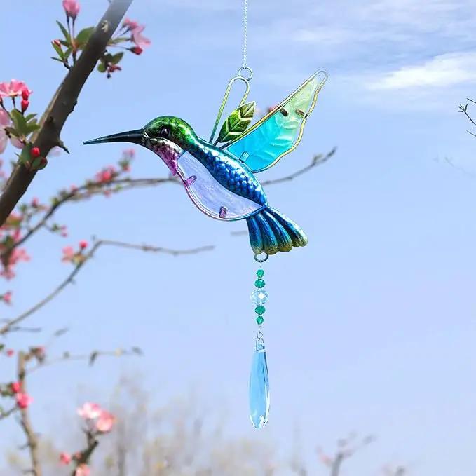 WEISIPU Crystal Suncatchers for Windows - Hummingbird Crystal Ball Prisms Hanging Crystals Ornament for Home Garden Office Wedding Christmas Decoration-Hummingbird by GreenHaven Gardens