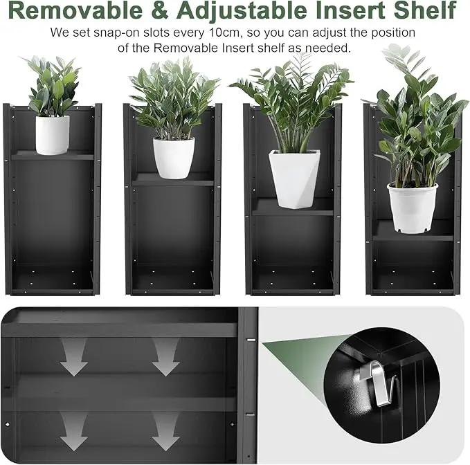 Tall Metal Cube Planter for Outdoor Plants 15" L x 15" W x 30" H, Heavy Duty Steel Planter Box with Removable Insert Shelf, Rectangular Planters for Porch, Garden, Yard, Hotel (Black) by GreenHaven Gardens