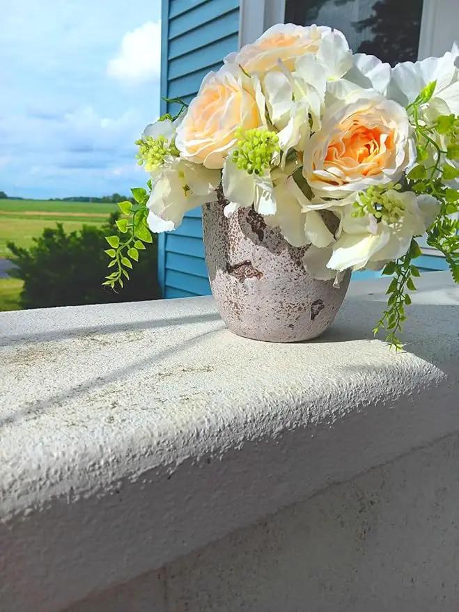 Distressed Weathered Cement Planter, 5 Inches - Unique Stone Plant Pot for Indoor Outdoor Home Garden Decor by GreenHaven Gardens