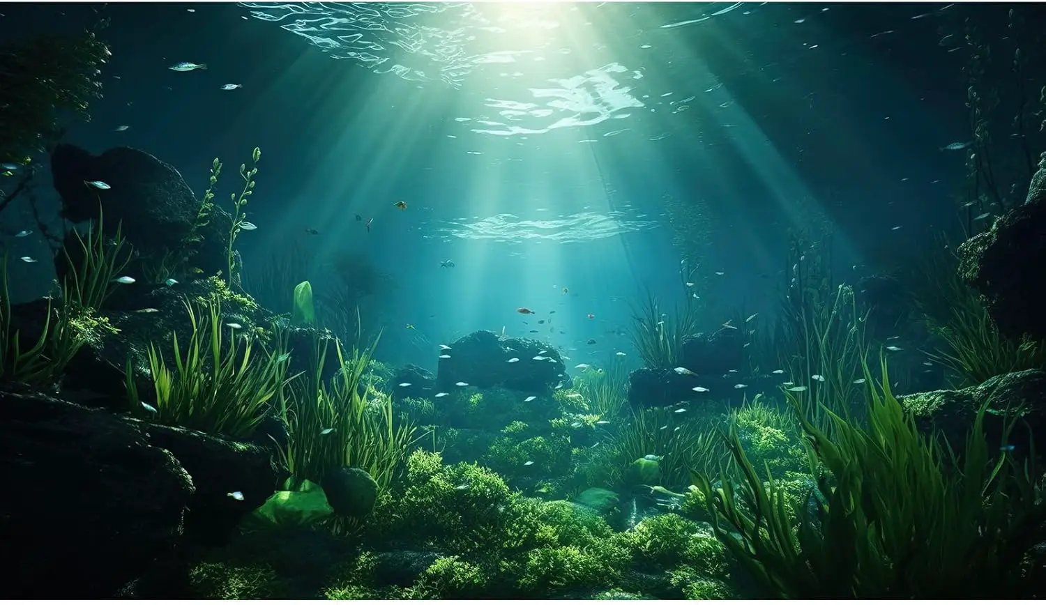 Underwater Fish Tank Background Under The Sea Aquarium Background Ocean Floor Aquatic Plants Fish Tank Backgrounds Deep Sea Sunray Tropical Aquarium Fish Reptile Tank Backgrounds 60x24in by GreenHaven Gardens
