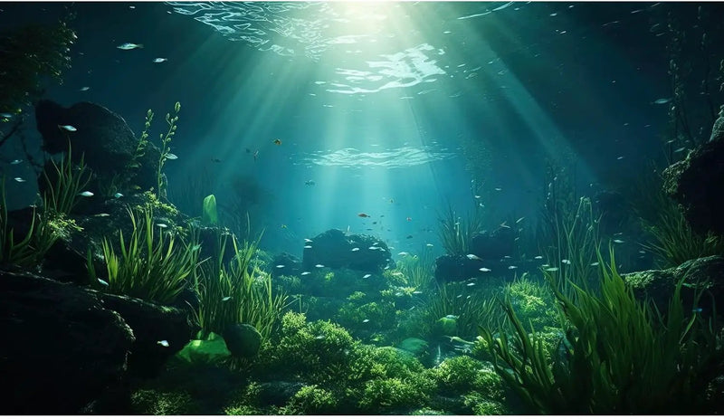 Underwater Fish Tank Background Under The Sea Aquarium Background Ocean Floor Aquatic Plants Fish Tank Backgrounds Deep Sea Sunray Tropical Aquarium Fish Reptile Tank Backgrounds 36x20in by GreenHaven Gardens