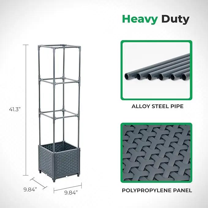 Raised Garden Bed with Tomato Planter Cage, Trellis Planter Boxes for Outdoor Patio Greenhouse Gardening Climbing Vegetables