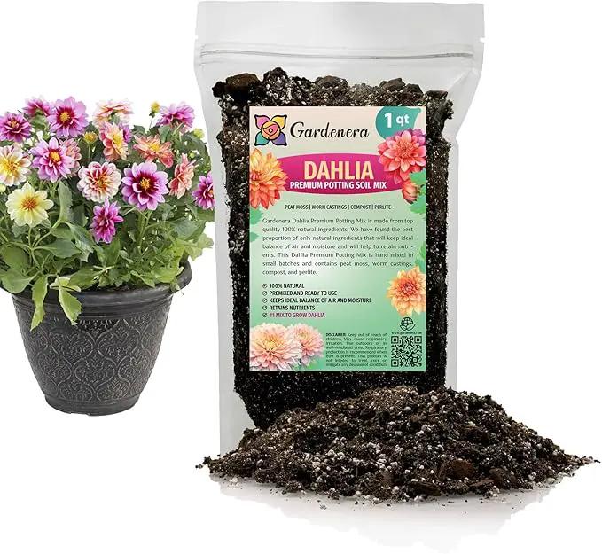 Premium Dahlia Potting Soil Mix - Ideal for Growing Vibrant and Healthy Dahlias - 1 Quart by GreenHaven Gardens