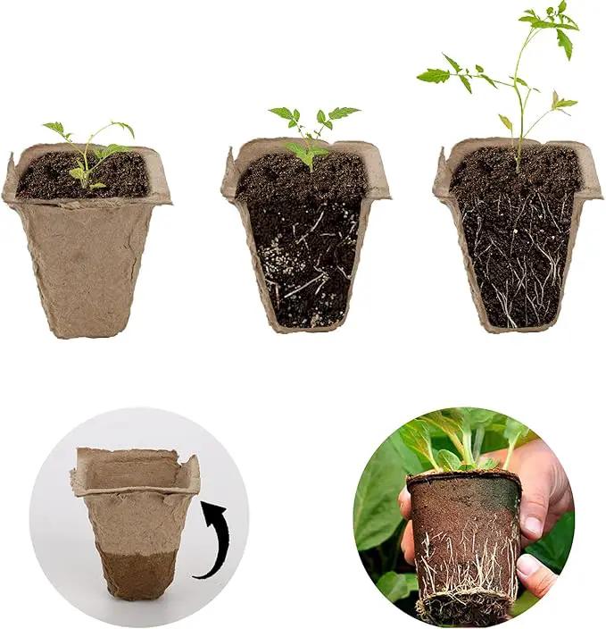 Jucoan 40 Pack Peat Pots Seed Starter Trays, 480 Cells Germination Seedling Pots, Organic Biodegradable Plant Germination Tray with 40 Plant Labels for Vegetable Flower, Herbs, Indoor Outdoor Garden by GreenHaven Gardens