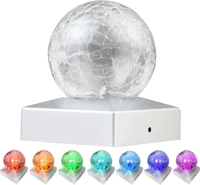 4x4 Solar Post Cap Lights Deck Fence Outdoor Railing Lights Decorative Solar Powered Gazing Ball Caps LED Lamp for Garden, Patio, Pathway by GreenHaven Gardens