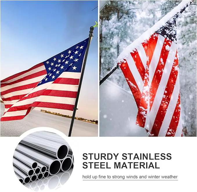 COCONUT Flag Pole for House, 5FT Black Stainless Steel Wall Mount Flagpole Suitable for 3x5 American Flags, Perfect for Yard Truck Porch Boat (Flag Pole Only) by GreenHaven Gardens