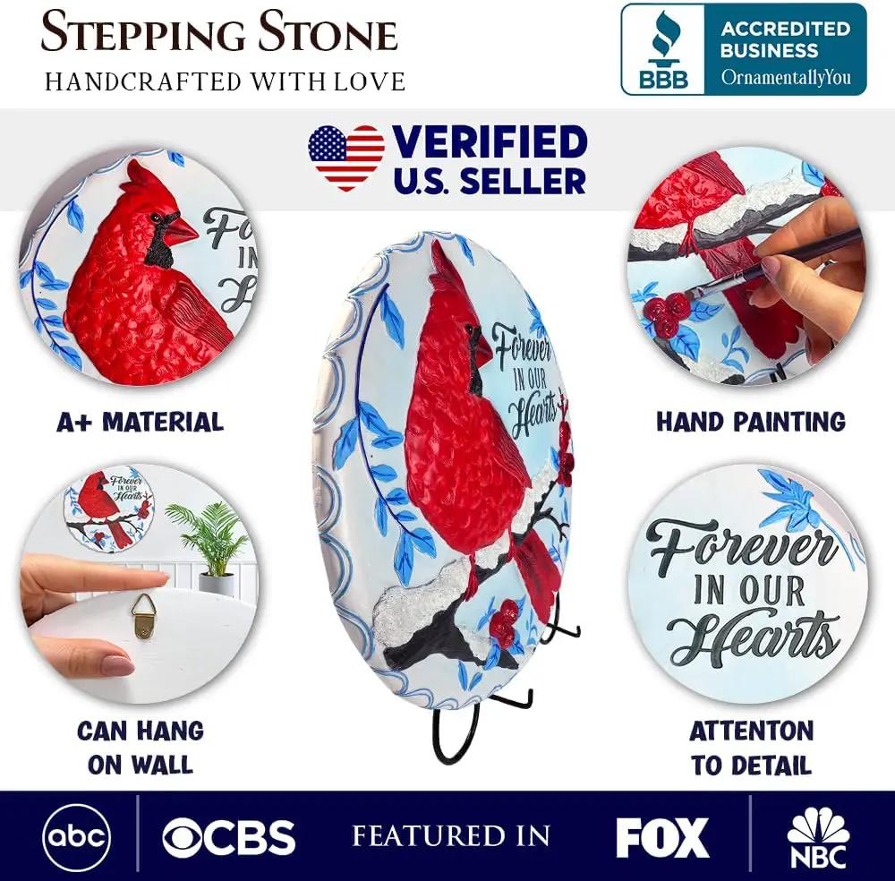 Elegant Resin Stepping Stone, Outdoor Garden Pathway Decoration (Forever in Our Hearts Cardinal Stepping Stone, 9.5" Winter Garden Decorative Resin Figurine) by GreenHaven Gardens
