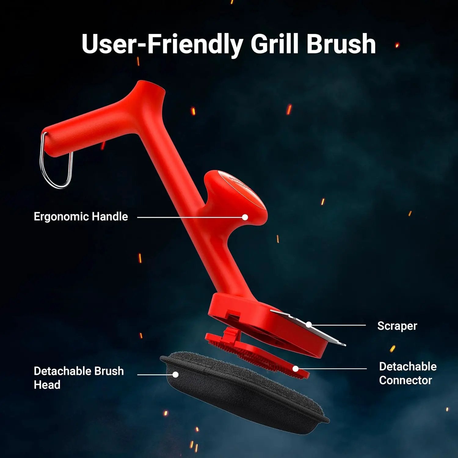 Grill Brush Bristle Free with 3 Replacement Brush Heads, Steam Grill Brush with Scraper, Non Metal Bristles for Cast Iron, Stainless-Steel Grates, Safe for Non-Stick Surface by GreenHaven Gardens
