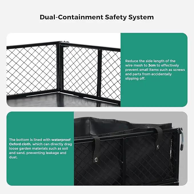 SUNNYFEEL 900 Lbs Capacity Heavy Duty Mesh Steel Garden Cart,Folding Utility Cart with Removable Side Nets, Non-Slip Rubber Base, Black & Yellow,Upgraded Version by GreenHaven Gardens