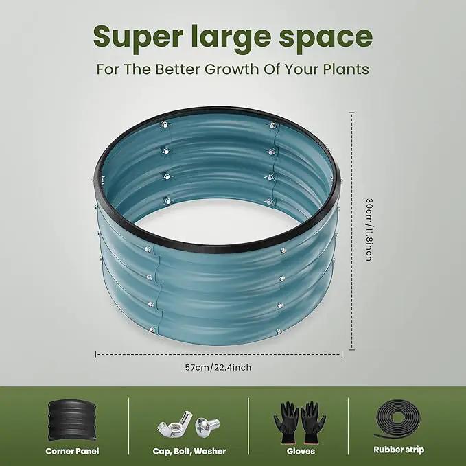ZXZYHFTY Round Galvanized Raised Garden Bed kit, Blue Outdoor Garden Raised Planter Box, Round Large Metal Raised Garden Beds for Vegetable 2 * 2 * 1ft 3 Pcs by GreenHaven Gardens