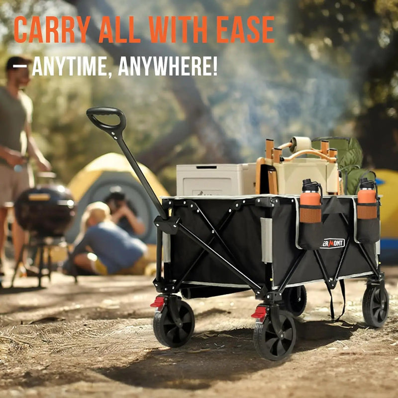 Overmont 150L Wagons Carts Foldable - Large Capacity Folding Collapsible Wagon Cart for Grocery Camping Utility Gardening Sports Travelling- 330lbs Load by GreenHaven Gardens