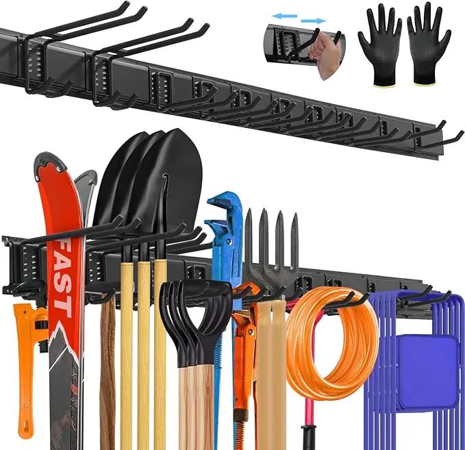 64'' All-Metal Garage Tool Organizer Wall Mount – Heavy-Duty Tool Rack Holds 680 lbs, Adjustable Hooks for Garage, Yard, and Garden Equipment by GreenHaven Gardens