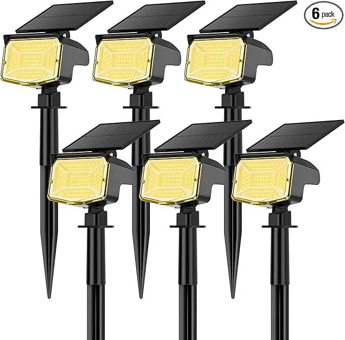 Solar Spot Lights Outdoor, 92 LEDs Landscape Lighting with 3 Lighting Modes and Auto On/Off, IP67 Waterproof Spotlights, Outdoor Solar Lights for Yard Garden, 6 Pack (Warm White) by GreenHaven Gardens