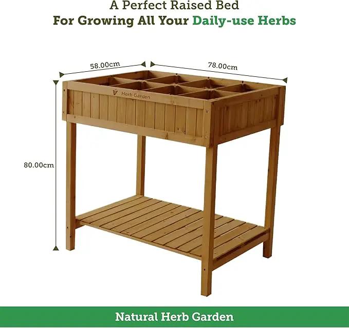VegTrug 8 Pocket Garden, Wooden Planter with Herb Snips, Natural by GreenHaven Gardens
