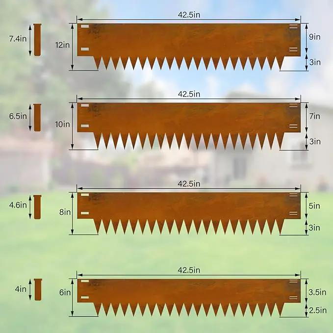 Co rten Steel Landscape Edging 12 Inch Tall 6 Packs, Pre-Rusted Metal Garden Edging, Hammer in Landscape Edging with 6 Clips and a Pair of Gloves, Steel Edging for Landscaping, Lawn Rusty by GreenHaven Gardens