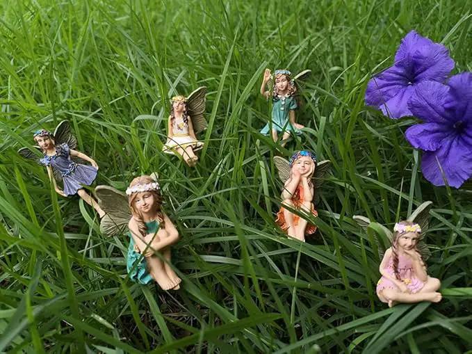 Fairy Garden Accessories Outdoor Indoor, 6pcs Miniature Fairies Figurines for Pot Plants and Mini Garden Lawn Decorations by GreenHaven Gardens