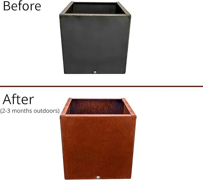 DIY CARTEL Corten Steel Cube Outdoor Planter Box, Rustic & Modern Farmhouse Design, Large Raised Metal Garden Bed for Commercial & Residential Use (12in x 12in) by GreenHaven Gardens
