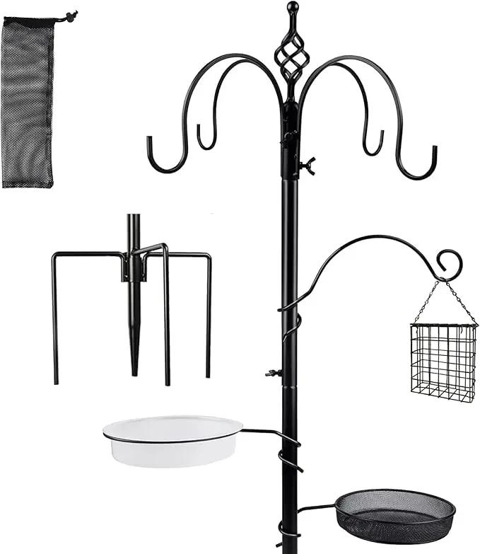 yosager Premium Bird Feeding Station Kit, 77" x 19" Birds Feeder Pole, Deluxe Multi Feeder Hanging Kit with Metal Suet and Bird Bath for Wild Birds Watching, Birdfeeder and Planter Hanger by GreenHaven Gardens