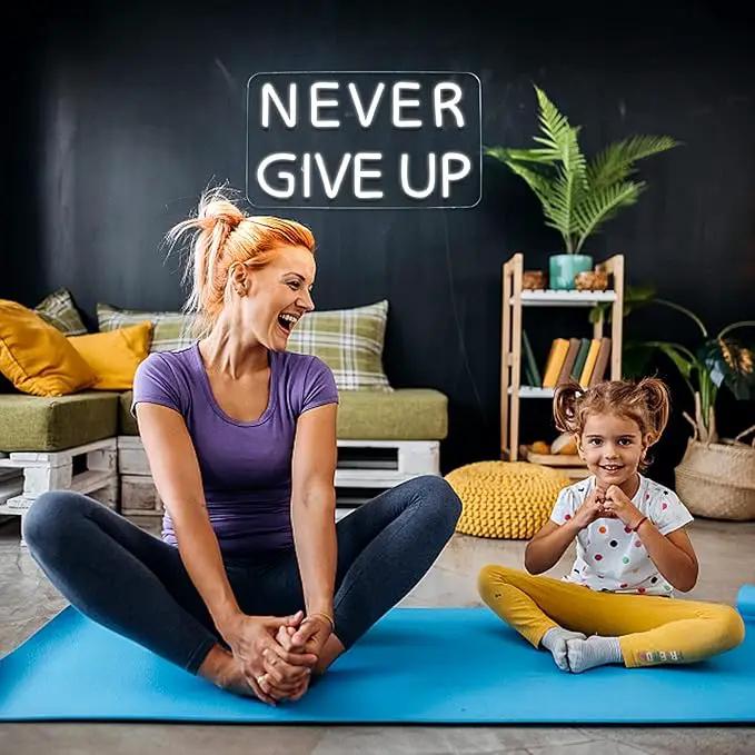 Never Give Up Neon Sign for Wall Decor,Inspire Slogan for Study Room Decoration,Wall Art Lighting As Gifts for Kids or Friends. by GreenHaven Gardens