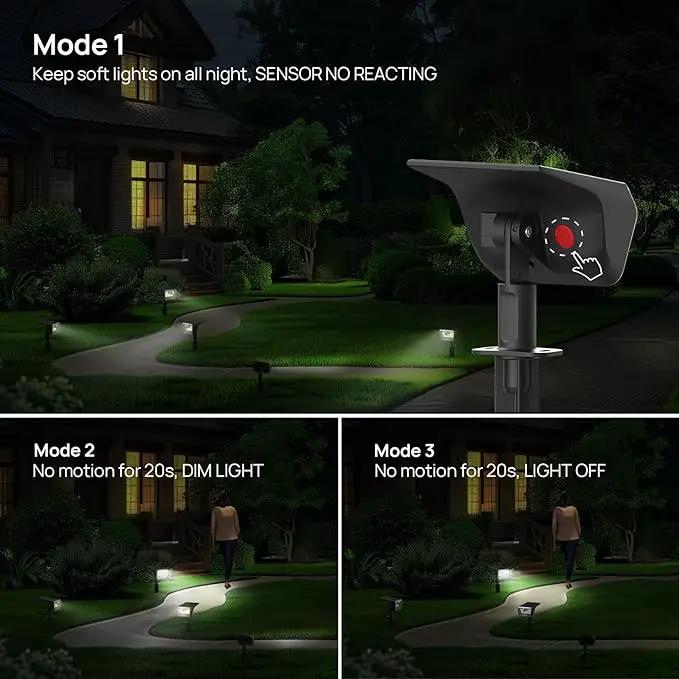 Linkind Solar Lights Outdoor Waterproof IP67, 3000K/6500K Solar Motion Sensor Lights with 6 Modes, 60 LEDs Solar Powered Spot Lights Outside Landscape Lighting for Garden Yard Pathway, 6 Pack by GreenHaven Gardens