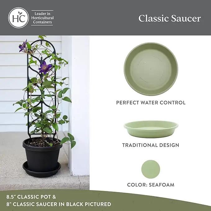 The HC Companies 12 Inch Round Plastic Classic Plant Saucer - Indoor Outdoor Plant Trays for Pots - 12.5"x12.5"x2.13" Seafoam (Pack of 2) by GreenHaven Gardens