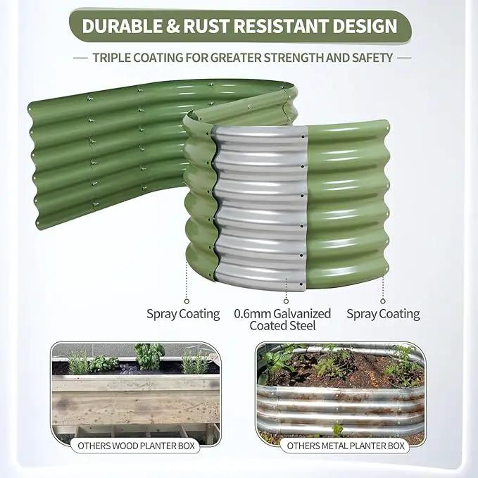 Galvanized Raised Garden Bed Outdoor- 2 Pcs Raised Beds for Gardening| Metal Planter Box, Steel Raised Garden Bed Kit with Gloves for Vegetables, Flower, Herbs (6x2x1.4FT, Green) by GreenHaven Gardens