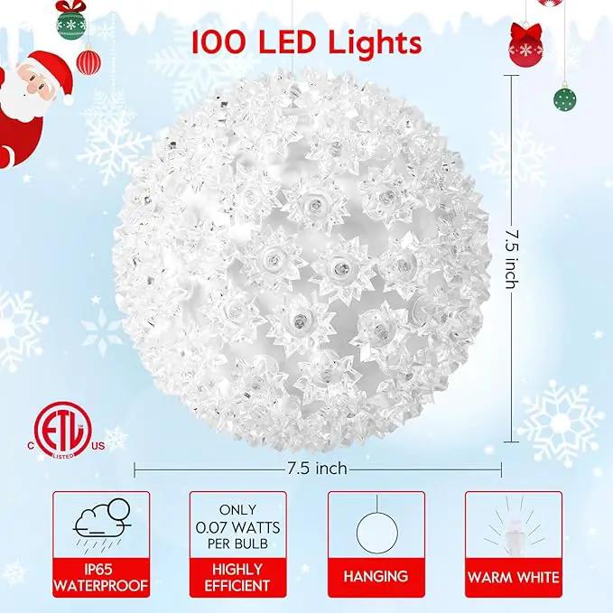Christmas Hanging Starlight Sphere Light, 7.5” 100 Replaceable LED Bulbs with Add-On Plug, LED Sphere Lights for Trees Party Wedding Patio Indoor Outdoor Decorations, Warm White by GreenHaven Gardens