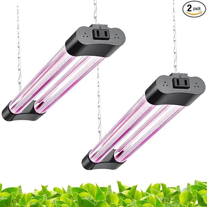 18inch 2 Pack LED Grow Lights - Linkable Grow Lights for Indoor Plants, Full Spectrum Plant Lights Plug and Hanging Design with On/Off Switch Hanging Grow Light from seedling to Flowering, Black by GreenHaven Gardens