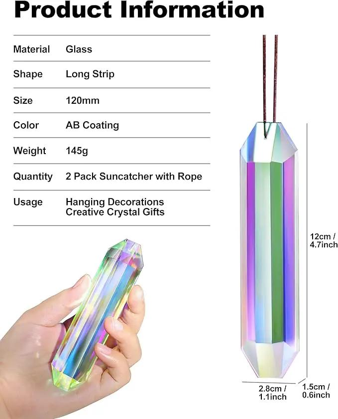 2 Pack Crystal Suncatcher, Hanging Sun Catcher Prism with String Suncatchers for Windows, Room, Outdoor, Car Mirror Garden Decor by GreenHaven Gardens