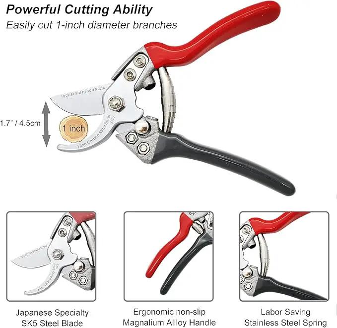 TONMA Pruning Shears [Made in Japan] Professional 7.5 Inch Premium Plant Garden Scissors Secateurs with Ergonomic Handle, Bypass Hand Pruners Branch Gardening Clippers for Plants by GreenHaven Gardens