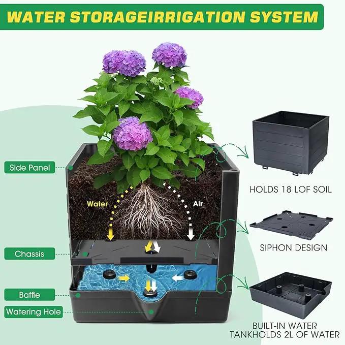 2Pack Raised Garden Bed Planter Box with Trellis, 57" Self-Watering Tomato Cage Planters for Climbing Plants Vegetable Vine Flowers Outdoor & Indoor (57x9.8x9.8IN) by GreenHaven Gardens