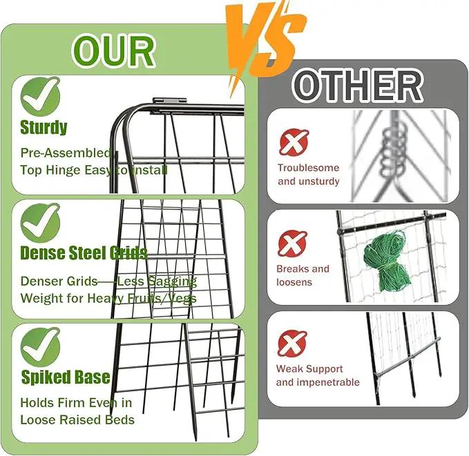 Heavy Duty 50"x17" Adjustable A-Frame Trellis for Climbing Plants – Rust-Proof Metal Garden Trellis with Dense Grid Design, Perfect for Raised Beds, Tomatoes, Cucumbers & Outdoor Vines (Black, 1 Pcs) by GreenHaven Gardens