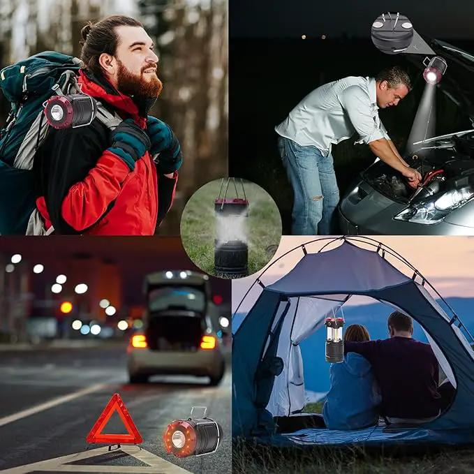 Lichamp 4 Pack Lantern Camping Essentials Lights, Battery Powered Collapsible Lanterns Flashlights with Red Strobe/SOS, Magnetic Base, for Power Outages, Hurricane, Tent Lights for Emergency by GreenHaven Gardens