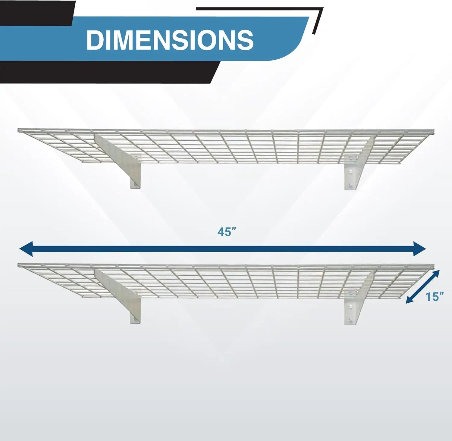 00967 2-Pack Heavy Duty Steel Garage Shelving, 45”x 15” Wall Mounted Shelve,Max Shelf Load 200 Pounds, White Powder Coated by GreenHaven Gardens
