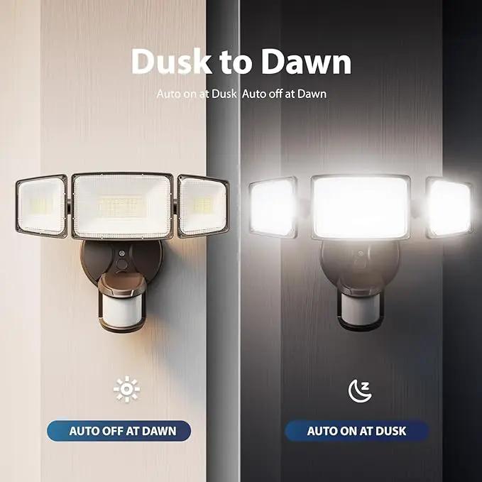 Onforu 75W LED Motion Sensor Outdoor Lights, Dusk to Dawn Flood Light Outdoor Motion Sensor, Hardwired Security Lights Floodlights Outside 7500LM 6500K Daylight IP65 Waterproof (Brown) by GreenHaven Gardens