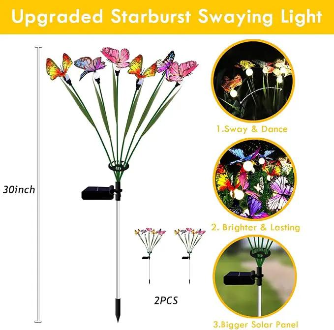 Swaying Solar Butterfly Light, Solar Garden Lights Outdoor Waterproof,Garden Decoration for Yard,Patio,Lawn,Pathway (2 Pack) by GreenHaven Gardens
