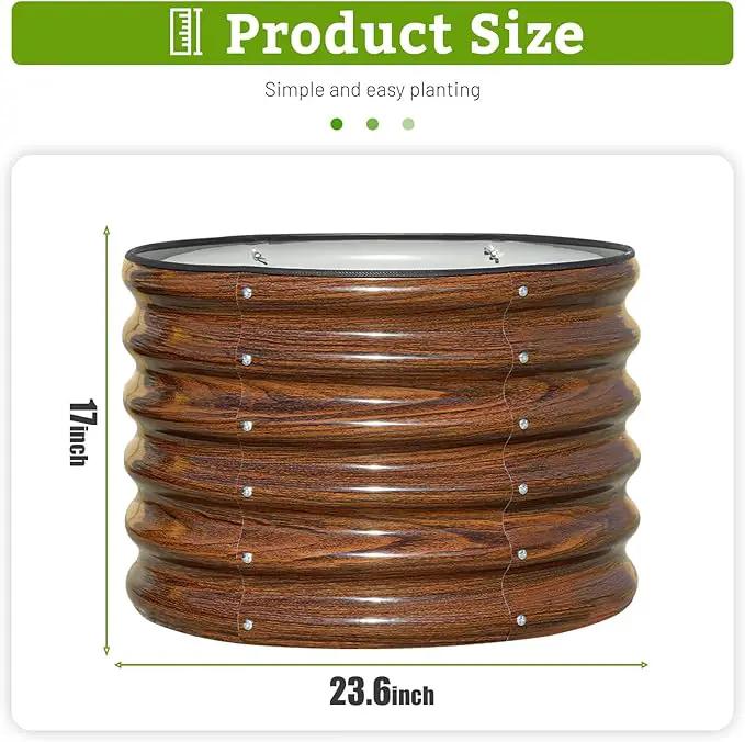SnugNiture Raised Garden Bed, 2 PCS 2×2×1.5ft Round Galvanized Outdoor Planter Box, 17" Tall Deep Metal Garden Bed Kit for Planting Vegetables, Fruits, Flowers, Brown by GreenHaven Gardens