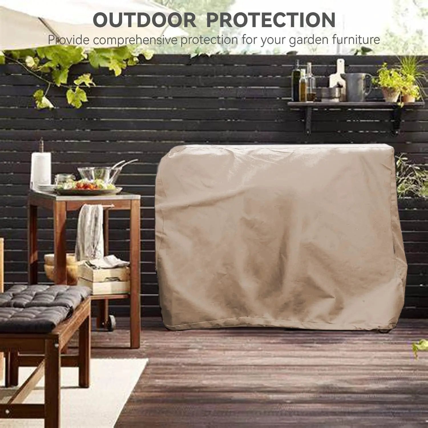 Outdoor Dining Cart Cover - Heavy Duty Waterproof Cover for Royal Gourmet Cart Flattop Worktable, Coverage Includes Outdoor Utility Cart,Tabletop Griddle and Propane Tank.Khaki by GreenHaven Gardens