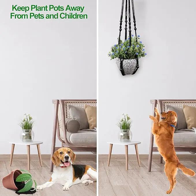 RIFNY Macrame Plant Hanger for 5 to 10 Inch Plant Pots, 35 Inch Woven Rope Hanger Kits with Hooks and Wood Beads, Hanging Planter Basket for Indoor Boho Home Decor (Black, 2 Pack) by GreenHaven Gardens