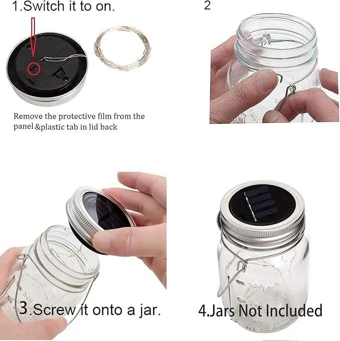 Mason Jar Solar Lights 10 Pack 30 LED Outdoor Solar Firefly Lights, Solar Fairy String Lids Lights,Waterproof Mason Solar Lights with Hangers for Regular Mouth Jars Christmas Gifts(Jars Not Included) by GreenHaven Gardens