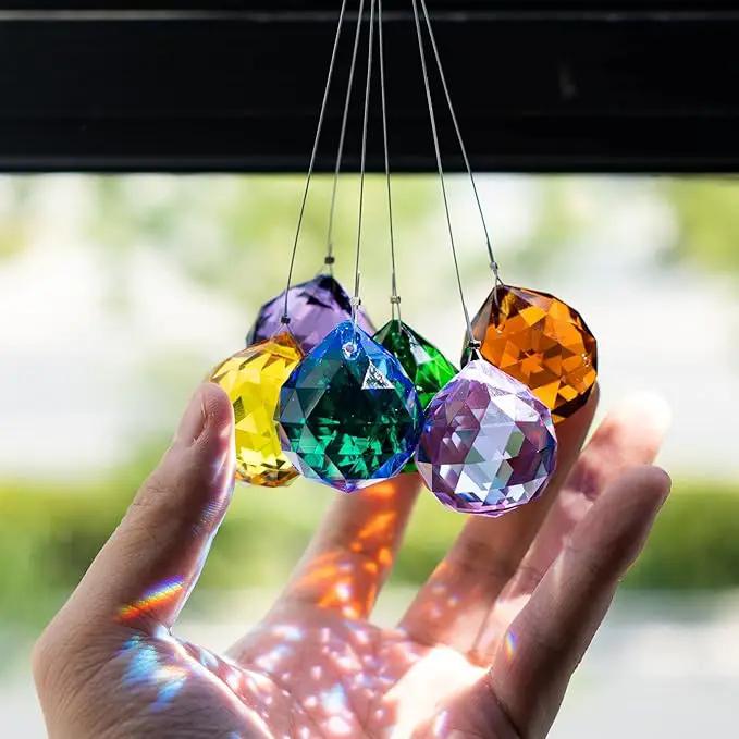 15pcs Crystal Ball Prism 30mm Handmade Feng Shui Faceted Decor Rainbow Maker(Multi-Color) by GreenHaven Gardens