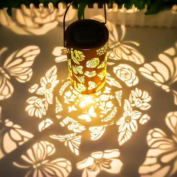 Butterfly Solar Gardening Gifts Lanterns Decorative Outdoor, Flower Pattern Solar Hanging Lights Waterproof, Garden Decor for Women Mom Grandma, Yard Gifts for Patio, Pathway, Landscape by GreenHaven Gardens