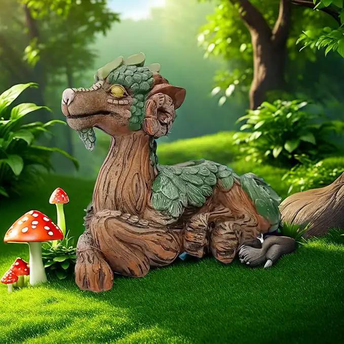 Funny Dragon Planter, Resin Animal Planter, Dragon Statue Outdoor, Dragon Figurines, Unique Succulent Pots with Drainage Hole, Dragon Yard Decor for Outside Lawn Patio Patio Yard Ornament Gifts (B) by GreenHaven Gardens