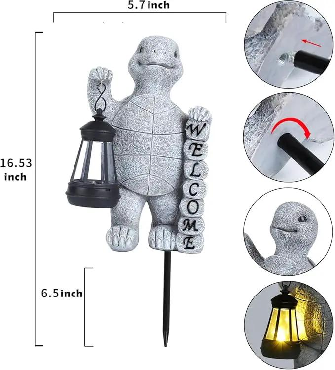 Turtle Solar Lights Outdoor Garden,Outdoor Solar Lights for Yard Decorations,Lantern Garden Decoration,Garden Decor,Turtle Garden Welcome Plaque Statue,-Unique Housewarming Gifts by GreenHaven Gardens