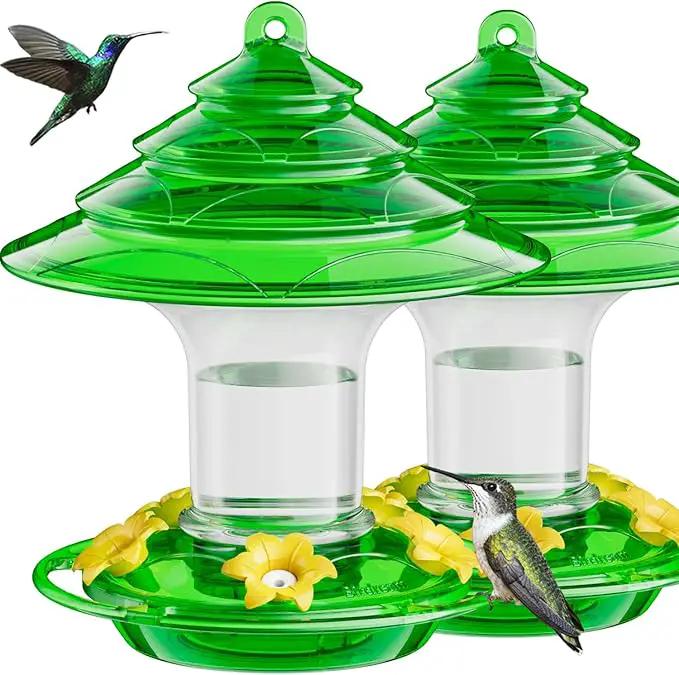 Birdream Hummingbird Feeder for Outdoors Hanging 40oz 10 Feeding Ports, 2 Pack Humming Bird Feeder with Ant Moat Brush Leak Proof - Green by GreenHaven Gardens